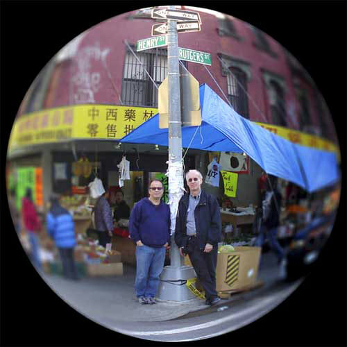 Phil Kline and Tom Steenland in New York's Lower East Side